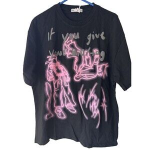 Aelfric Eden T-Shirt Size Graphic Size Large Black NWT Short Sleeved